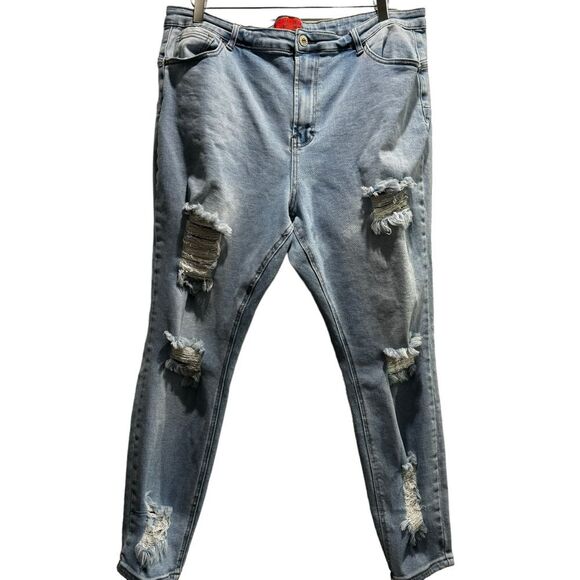 Wax Jeans Womens Plus Size 22 Butt I Love You Shaping Mid Rise Ankle Distressed - Picture 1 of 7